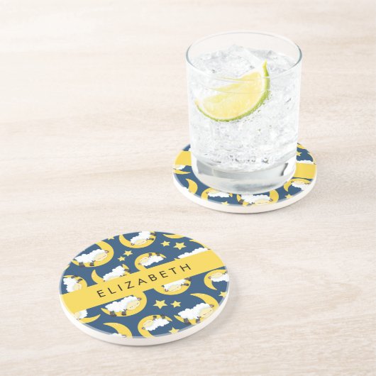 Schafmuster, schlafende Schafe, Mond, Ihr Name Getränkeuntersetzer (Seite)