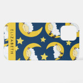 Schafmuster, schlafende Schafe, Mond, Ihr Name iPhone Hülle (Rückseite (Horizontal))