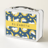 Schafmuster, schlafende Schafe, Mond, Ihr Name Metall Brotdose (Rückseite)