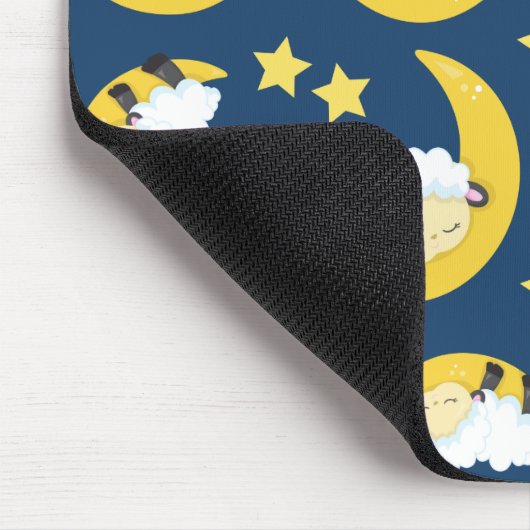 Schafmuster, schlafende Schafe, Mond, Ihr Name Mousepad (Ecke)