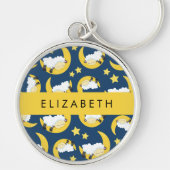 Schafmuster, schlafende Schafe, Mond, Ihr Name Schlüsselanhänger (Vorne)