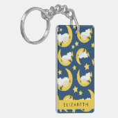 Schafmuster, schlafende Schafe, Mond, Ihr Name Schlüsselanhänger (Vorderseite links)