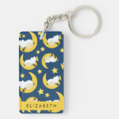 Schafmuster, schlafende Schafe, Mond, Ihr Name Schlüsselanhänger (Rückseite)