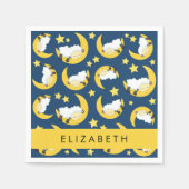 Schafmuster, schlafende Schafe, Mond, Ihr Name Serviette (Vorderseite)