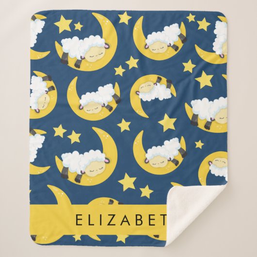 Schafmuster, schlafende Schafe, Mond, Ihr Name Sherpadecke (Vorderseite)