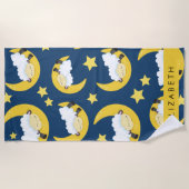 Schafmuster, schlafende Schafe, Mond, Ihr Name Strandtuch (Vorderseite)