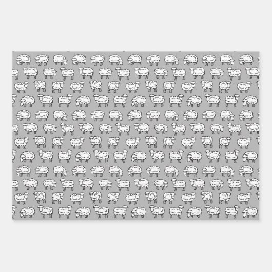 Schafmuster - Schwarz, Weiß und Grau Geschenkpapier Set (Vorderseite 3)