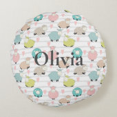 Schafname Baby Round Pillow Rundes Kissen (Rückseite)