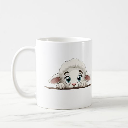 Schafpeeking Niedlich Adorable Funny Animal Cartoo Kaffeetasse (Links)