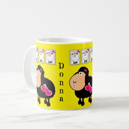 Schafrosa Herz Gelbe Tasse (Vorderseite Links)