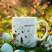 Schafschaf, der handstehende Schafherde macht Kaffeetasse