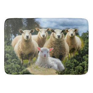 Schafschaf Herde Baby Lamb Schaffarm Badematte