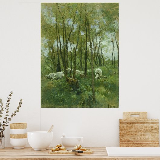 Schafschaf in einem Wald, Anton Mauve Poster (Küche)