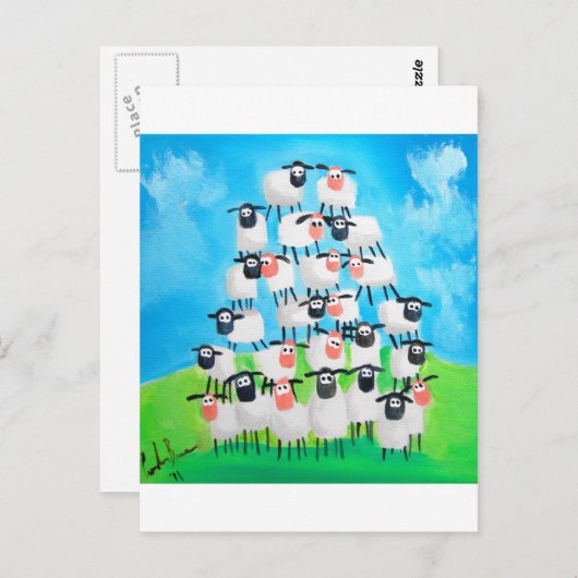 Schafstapel Postkarte (Vorne/Hinten)