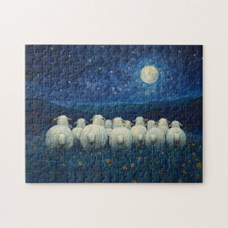 Schafsternenmalerei in der Nacht Puzzle