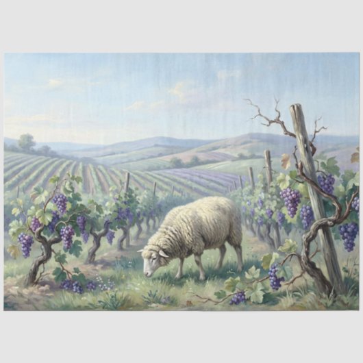 Schafweide im Weinberg Découpage Seidenpapier (Vorderseite)