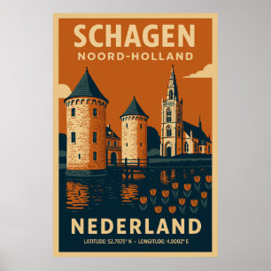 Schagen, Noord-Holland - Niederlande Reise Poster