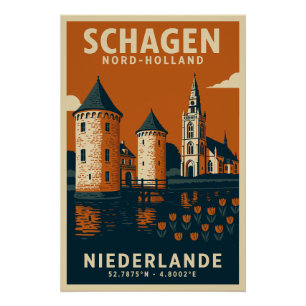 Schagen Nord Holland Niederlande Reiseplakat Poster
