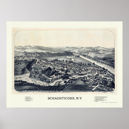 Schaghticoke, NY Panorama Karte - 1889 Poster (Vorne)