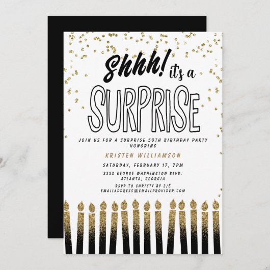 Schah! Es ist ein überraschender Spaß 50. Geburtst Einladung (Vorne/Hinten)