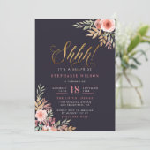 Schah! Gold Glitzer Script Überraschung Geburtstag Einladung (Stehend Vorderseite)