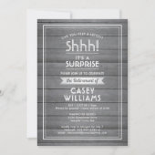 Schah! Überraschungsruhende Graue Imitate Holz rus Einladung (Vorderseite)