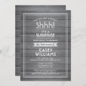 Schah! Überraschungsruhende Graue Imitate Holz rus Einladung (Vorne/Hinten)