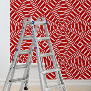 Schäl und Kleb Rot Weiße Geometrische Spirale Krei Tapete