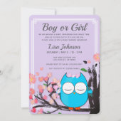 Schale Blossom Lila Glitzer Streifen Babydusche Einladung (Vorderseite)