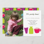 Schale, Flasche und Glas Einladung (Vorne/Hinten)