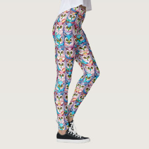 Schale hat bunte Muster nächtlicher Vögel Leggings