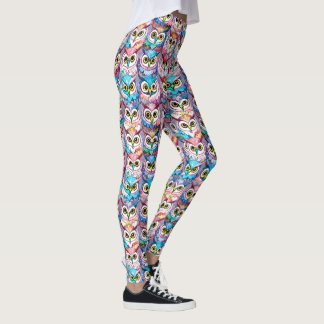 Schale hat bunte Muster nächtlicher Vögel Leggings