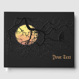 Schale in Baumhütte Silhouette mit Vollmond Gästebuch