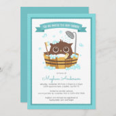 Schale in Holzbadewanne Kinderdusche Einladung (Vorne/Hinten)