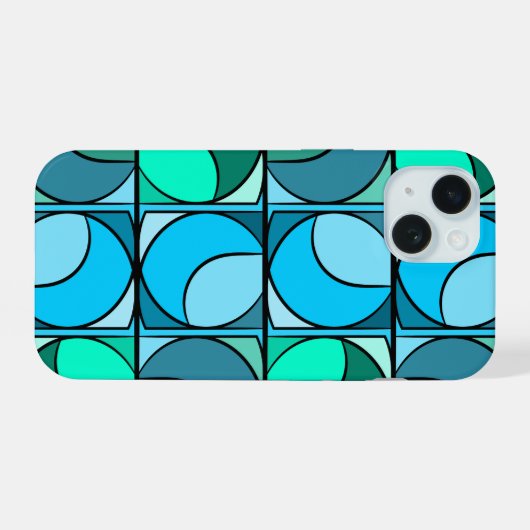 Schale Iphone 15 design 70' blau Hülle (Rückseite (Horizontal))