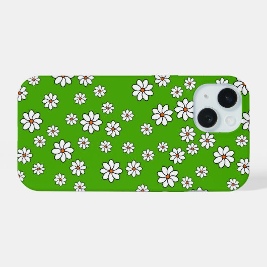 Schale Iphone weiße Blüten auf grünem Teppich iPhone 15 Hülle (Rückseite (Horizontal))