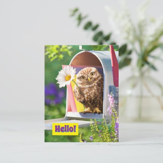 Schale mit Blume in Postfach Einladungspostkarte (Stehend Vorderseite)