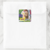 Schale mit Blume in Postfach Quadratischer Aufkleber (Tasche)