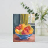 Schale mit Früchten Aquarellmalerei Dankeskarte (Stehend Vorderseite)