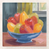 Schale mit Früchten Aquarellmalerei Glasuntersetzer (Vorderseite)