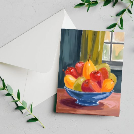 Schale mit Früchten Aquarellmalerei Karte