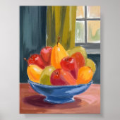 Schale mit Früchten Aquarellmalerei Kunst Poster (Vorne)