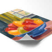 Schale mit Früchten Aquarellmalerei Kunst Poster (Ecke)