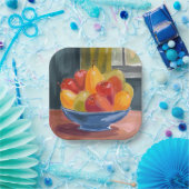 Schale mit Früchten Aquarellmalerei Pappteller (Party)