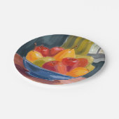 Schale mit Früchten Aquarellmalerei Pappteller (Schrägansicht)