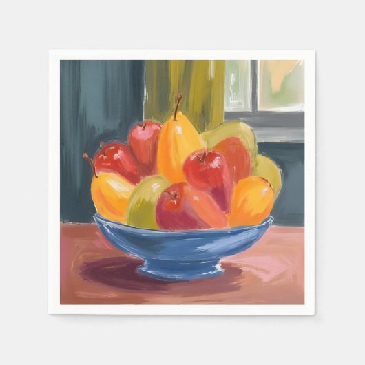 Schale mit Früchten Aquarellmalerei Serviette (Vorderseite)