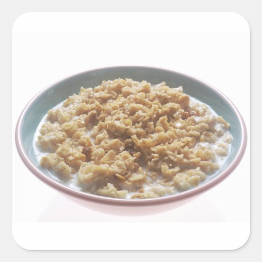 Schale mit Hafermehl Quadratischer Aufkleber (Vorderseite)