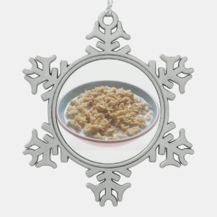 Schale mit Hafermehl Schneeflocken Zinn-Ornament