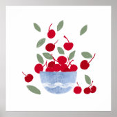 Schale mit Kirschen Aquarell Poster (Vorne)