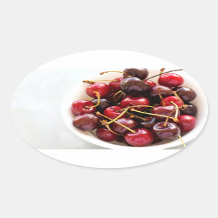 Schale mit Kirschen Ovaler Aufkleber